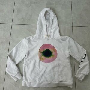Chloé White Hoodie with Gold Accents and with a Pink and Green Graphics